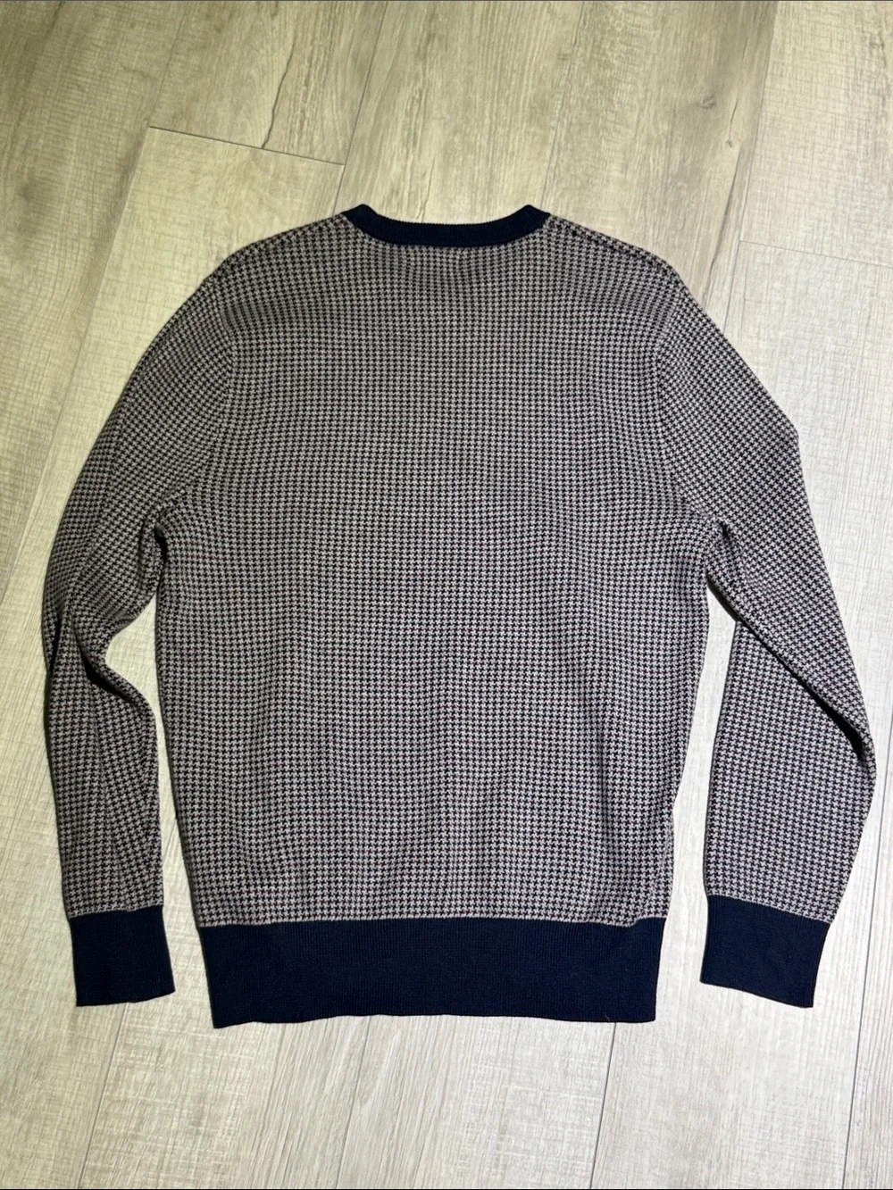 J. Crew Factory Navy and Gray Houndstooth Crewneck Sweater